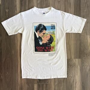 Vintage Gone With The Wind Stamp T-Shirt Men's Size S White Movie Film USPS